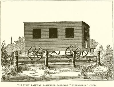 Das erste Eisenbahn-Personenwagen-Experiment (1825) von English School