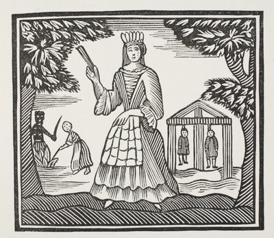 Die Schicksale und Missgeschicke von Moll Flanders, die in Newgate geboren wurde, Illustration aus Chap-books des achtzehnten Jahrhunderts von John Ashton, veröffentlicht 1882 von English School