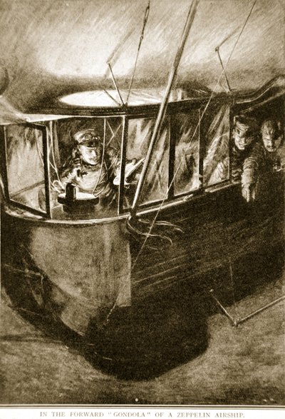 Die vordere Gondel des Zeppelin-Luftschiffs, 1914-19 von English School