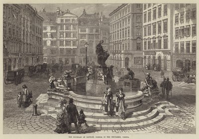 Der Brunnen von Raphael Donner auf dem Neumarkt, Wien von English School