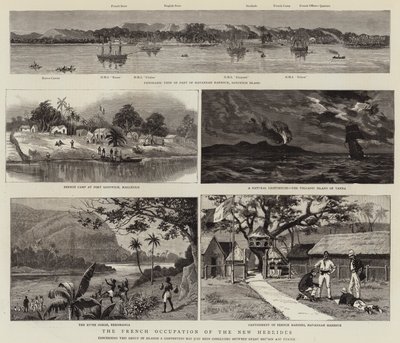 Die französische Besetzung der Neuen Hebriden (Gravur) von English School
