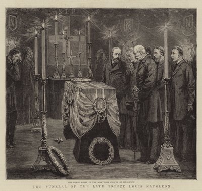 Die Beerdigung des verstorbenen Prinzen Louis Napoleon (Gravur) von English School