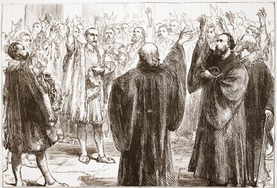 Die Genfer schwören ihren Verzicht auf den Katholizismus, Illustration aus Die Geschichte des Protestantismus von James Aitken Wylie, veröffentlicht 1878 von English School
