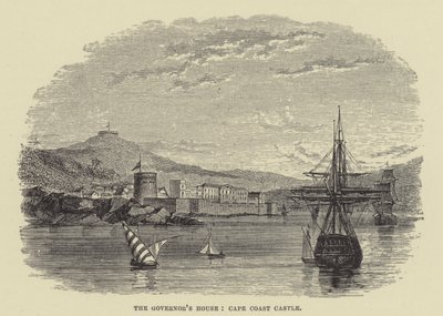 Das Gouverneurshaus, Cape Coast Castle (Gravur) von English School