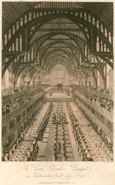 Das große Krönungsbankett von König Georg IV. in der Westminster Hall, 17. Juli 1821 von English School