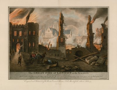 Das große Feuer von London im Jahr 1666 von English School