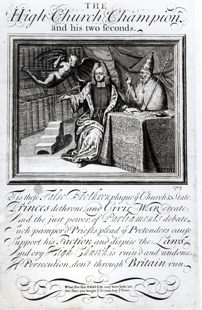 Der Hochkirchen-Champion und seine zwei Sekundanten, 1709 von English School