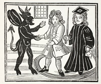 Die Geschichte von Dr. John Faustus, Illustration aus Chap-books of the Eighteenth Century von John Ashton, veröffentlicht 1882 von English School