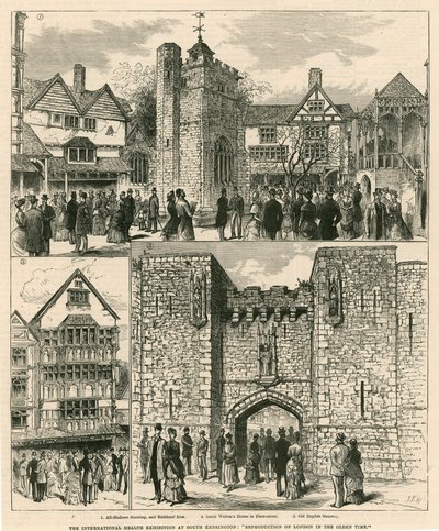 Die Internationale Gesundheitsausstellung in South Kensington: Nachbildung von London in alten Zeiten von English School