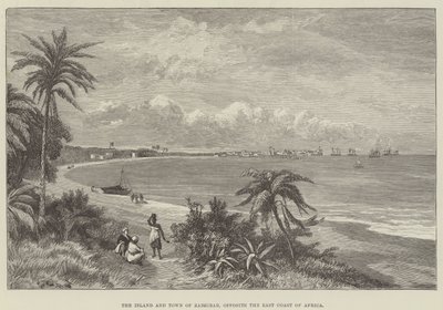 Die Insel und Stadt Sansibar, gegenüber der Ostküste Afrikas (Gravur) von English School