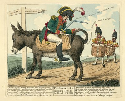 Die Reise eines modernen Helden zur Insel Elba, veröffentlicht in London, 1814 von English School