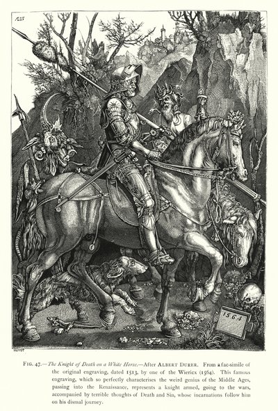 Der Ritter des Todes auf einem weißen Pferd von English School