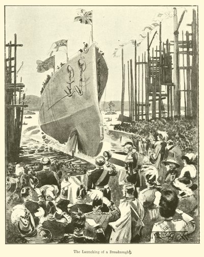 Der Stapellauf eines Dreadnoughts von English School