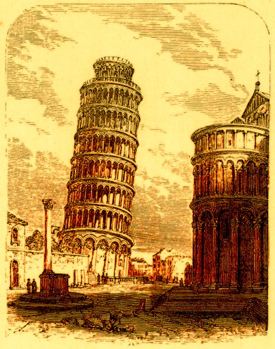 Der Schiefe Turm und die Apsis der Kathedrale, Pisa, Illustration aus Die Welt wie sie ist von George Chisholm, veröffentlicht 1885 (digital verbessert) von English School