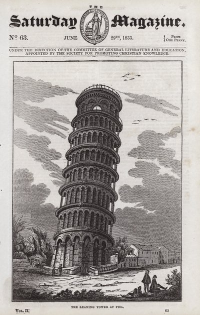 Der Schiefe Turm von Pisa (Gravur) von English School