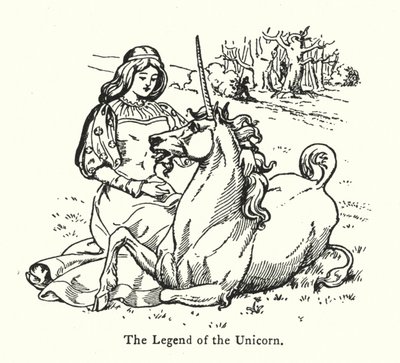 Die Legende des Einhorns (Gravur) von English School