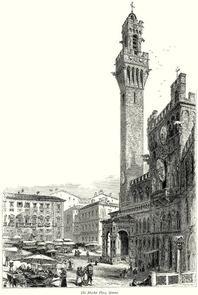 Der Marktplatz, Siena (Gravur) von English School