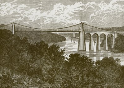 Die Menai-Hängebrücke von English School