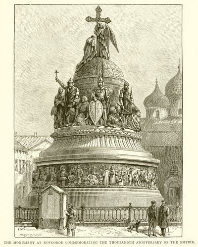 Das Denkmal in Nowgorod zur Erinnerung an das tausendjährige Bestehen des Reiches, 1862 von English School