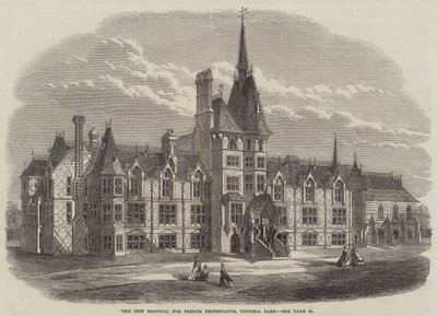 Das neue Krankenhaus für französische Protestanten, Victoria Park (Stich) von English School