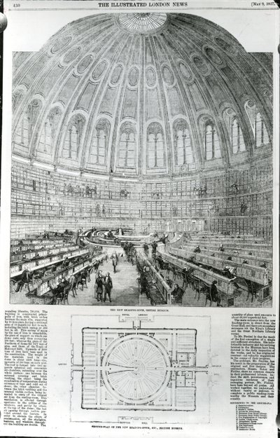 Der neue Lesesaal, British Museum, veröffentlicht in The Illustrated London News, 9. Mai 1857 von English School