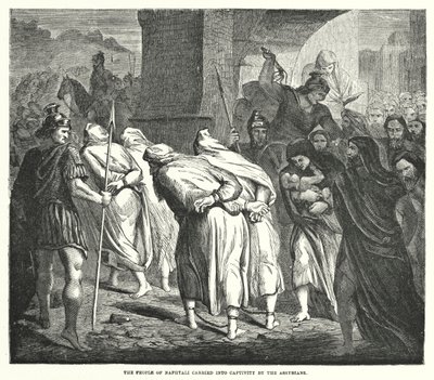 Das Volk von Naphtali in Gefangenschaft geführt von den Assyrern (Gravur) von English School