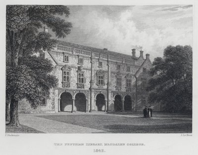 Die Pepysianische Bibliothek, Magdalen College, 1842 von English School