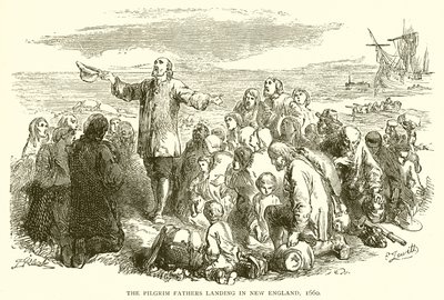 Die Pilgerväter landen in Neuengland, 1660 von English School