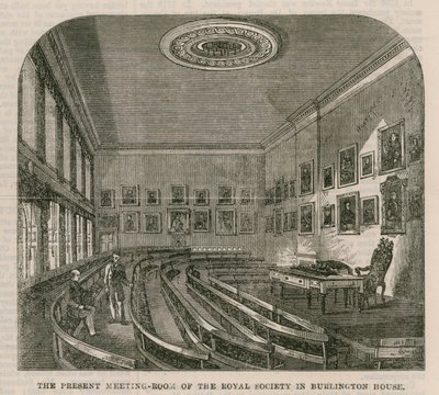 Derzeitiger Sitzungssaal der Royal Society im Burlington House von English School