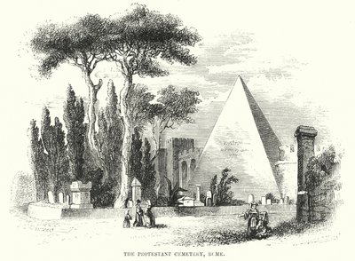 Der protestantische Friedhof, Rom (Gravur) von English School