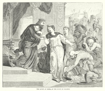 Die Königin von Saba am Hofe Salomos (Gravur) von English School