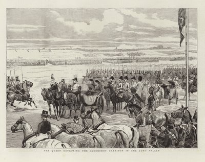 Die Königin inspiziert die Garnison von Aldershot im Long Valley von English School