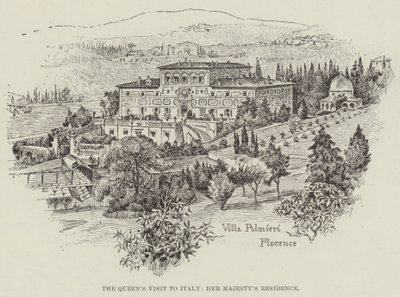 Der Besuch der Königin in Italien, Residenz Ihrer Majestät (Gravur) von English School