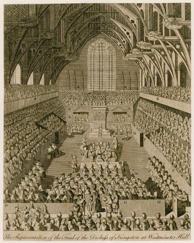 Die Darstellung des Prozesses der Herzogin von Kingston in der Westminster Hall von English School