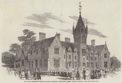 Die Königliche Freimaurerschule für Mädchen, Wandsworth Common, eröffnet am vergangenen Montag (Gravur) von English School