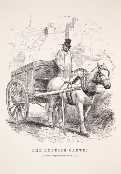 Der Müllkutscher, nach dem Daguerreotypie von Richard Beard, Illustration aus London Labour and London Poor von Henry Mayhew, veröffentlicht 1862 von English School