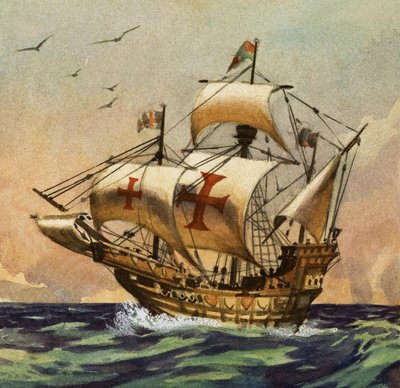 Die Santa Maria, die 1492 Kolumbus in die Neue Welt brachte von English School