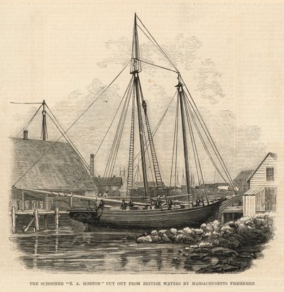 Die Schoner E A Horton von Massachusetts-Fischern aus britischen Gewässern herausgeschnitten von English School