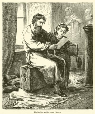 Der Bildhauer und der junge Maler von English School