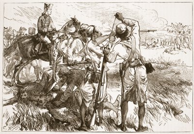 Die Sepoys bei Buxar, Illustration aus Cassells Illustrierter Geschichte Indiens von James Grant, veröffentlicht 1879 von English School