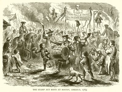 Die Stamp Act Unruhen in Boston, Amerika, 1765 von English School