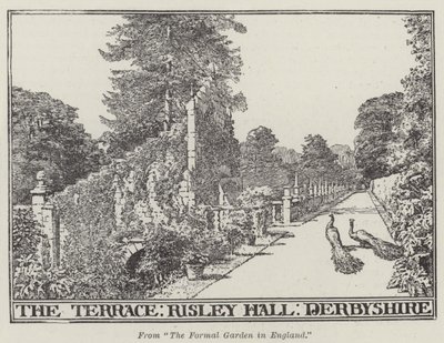 Die Terrasse, Risley Hall, Derbyshire (Gravur) von English School