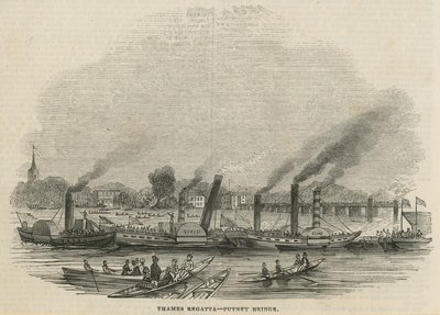 Die Thames-Regatta an der Putney Bridge von English School