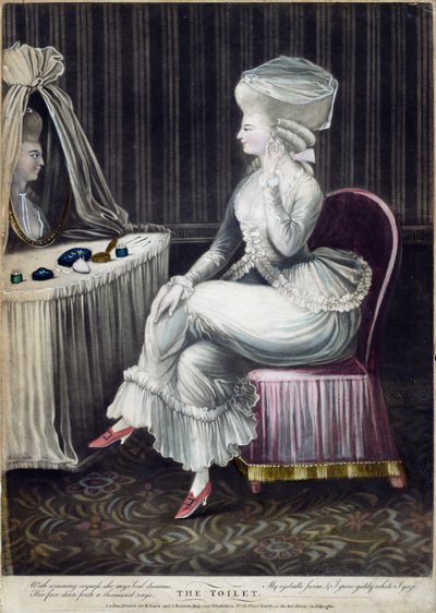 Die Toilette, veröffentlicht von Robert Sayer und J. Bennett, 1780 von English School