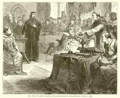 Der Prozess gegen John Wycliffe im Kloster Blackfriars, London, 1382 von English School