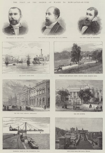 Der Besuch des Prinzen von Wales in Newcastle-on-Tyne (Stich) von English School