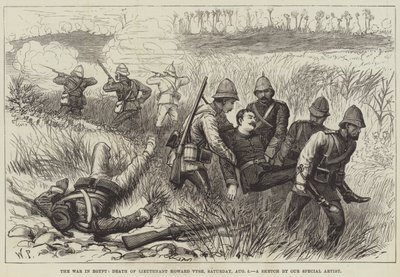 Der Krieg in Ägypten, Tod von Leutnant Howard Vyse, Samstag, 5. August (Stich) von English School