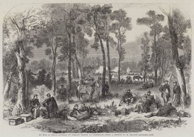 Der Krieg in Italien, Biwak der französischen Truppen bei Cameriano (Gravur) von English School