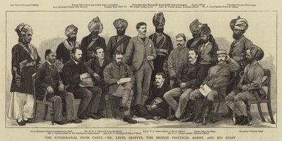 Der Rückzug aus Kabul, Mr. Lepel Griffin, der britische politische Agent, und sein Stab von English School