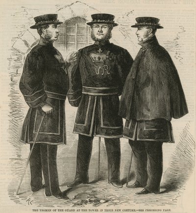 Die Yeomen der Wache im Tower in ihrer neuen Uniform von English School